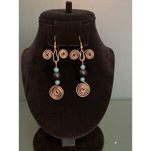 Brass Sculpture Wire Wrapped Handcrafted Spiral Earrings by McArthur